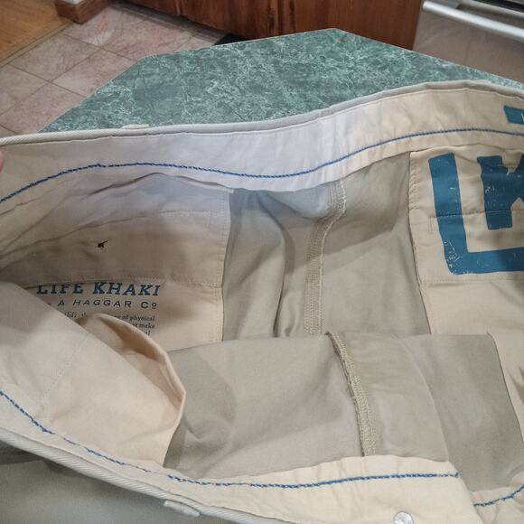 Haggar Life Khaki Pants Mens 40X32 Repreve Tan Flat Front Straight Fit NWT New - Picture 4 of 9